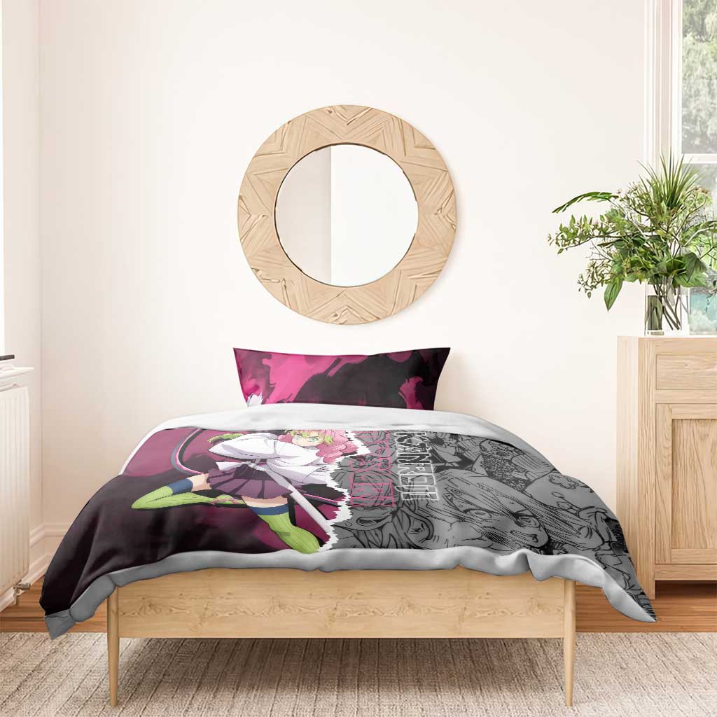 Mitsuri Kanroji Demon Slayer Pink and Black Design Bedding Set with Manga Panels and Love Hashira Theme - The Mazicc