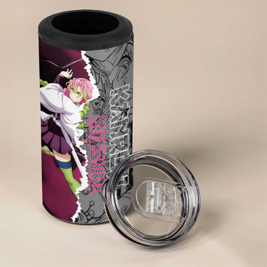 Mitsuri Kanroji Demon Slayer Pink and Black Design 4 in 1 Can Cooler Tumbler with Manga Panels and Love Hashira Theme - The Mazicc