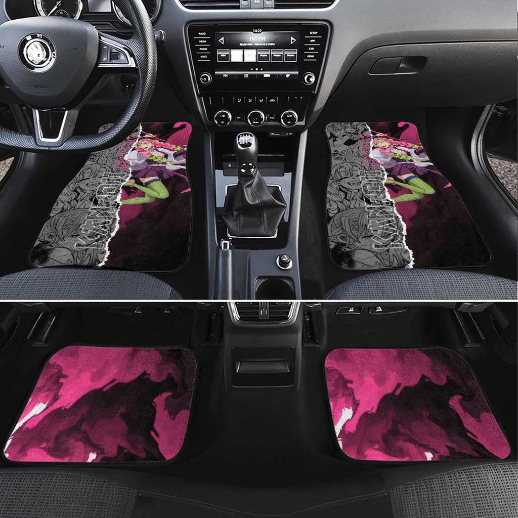 Mitsuri Kanroji Demon Slayer Pink and Black Design Car Mats with Manga Panels and Love Hashira Theme - The Mazicc