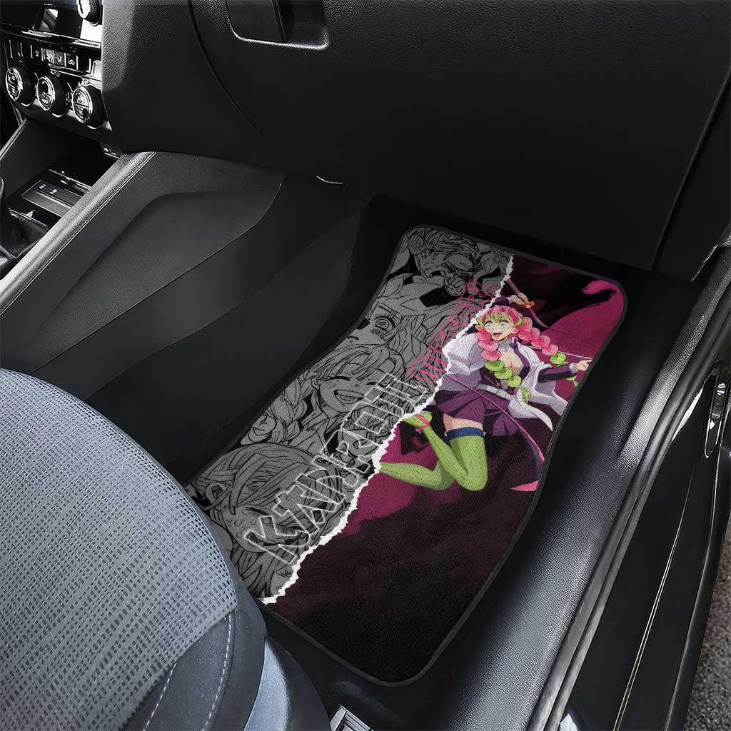 Mitsuri Kanroji Demon Slayer Pink and Black Design Car Mats with Manga Panels and Love Hashira Theme - The Mazicc