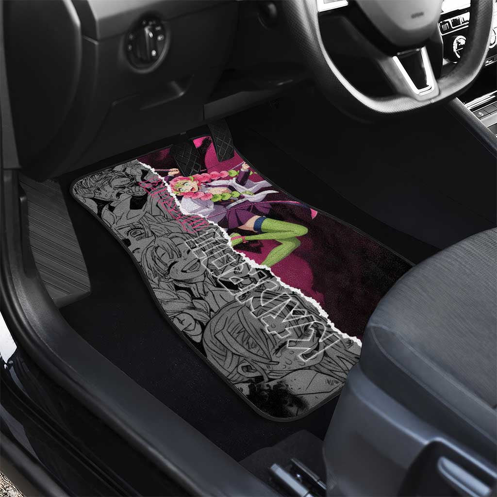 Mitsuri Kanroji Demon Slayer Pink and Black Design Car Mats with Manga Panels and Love Hashira Theme - The Mazicc