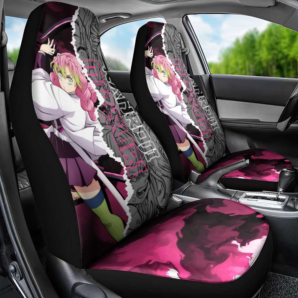 Mitsuri Kanroji Demon Slayer Pink and Black Design Car Seat Cover with Manga Panels and Love Hashira Theme - The Mazicc