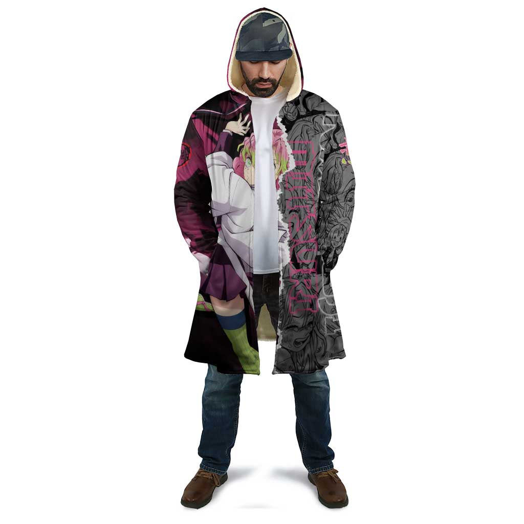 Mitsuri Kanroji Demon Slayer Pink and Black Design Cloak with Manga Panels and Love Hashira Theme - The Mazicc