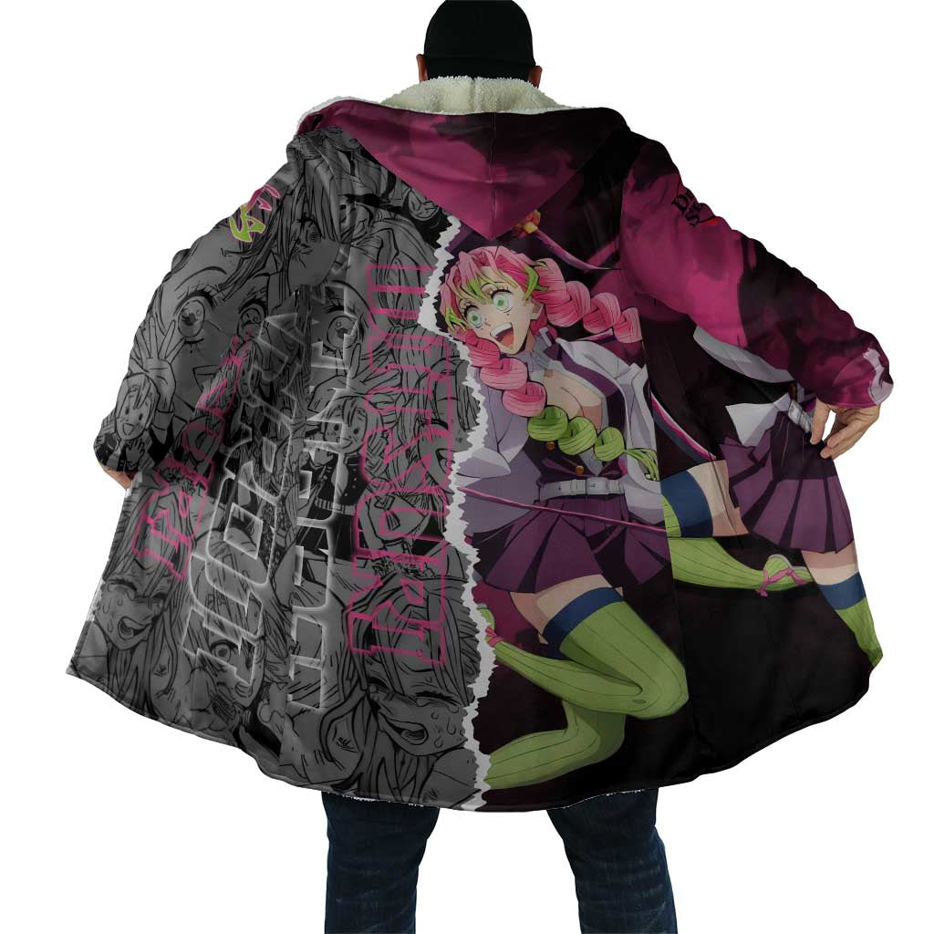 Mitsuri Kanroji Demon Slayer Pink and Black Design Cloak with Manga Panels and Love Hashira Theme - The Mazicc