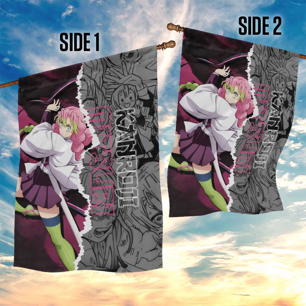 Mitsuri Kanroji Demon Slayer Pink and Black Design Garden Flag with Manga Panels and Love Hashira Theme - The Mazicc