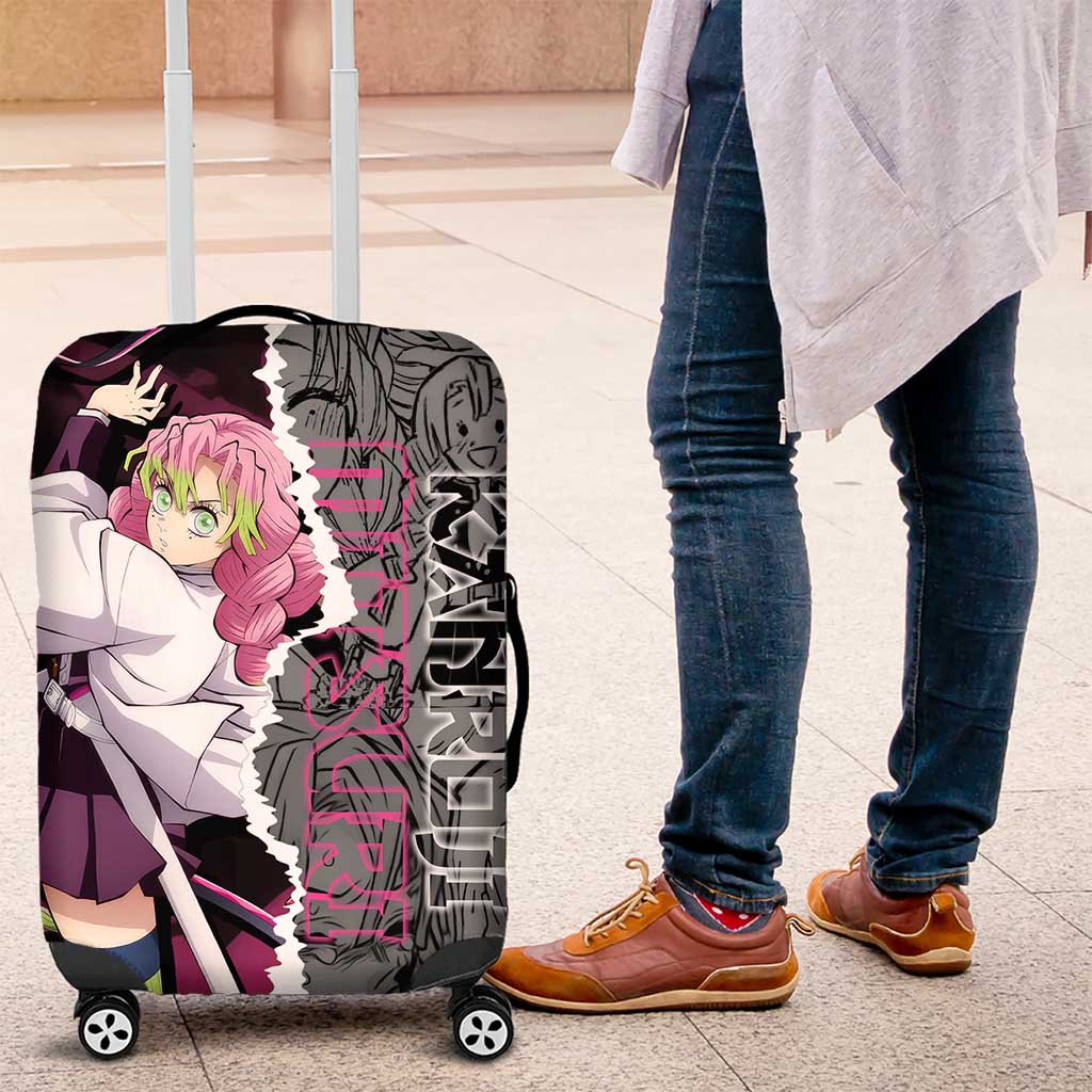 Mitsuri Kanroji Demon Slayer Pink and Black Design Luggage Cover with Manga Panels and Love Hashira Theme - The Mazicc