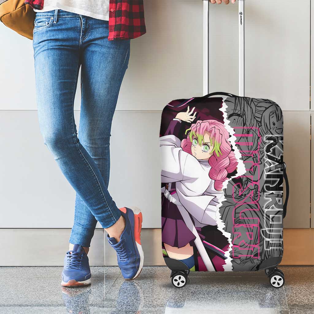 Mitsuri Kanroji Demon Slayer Pink and Black Design Luggage Cover with Manga Panels and Love Hashira Theme - The Mazicc