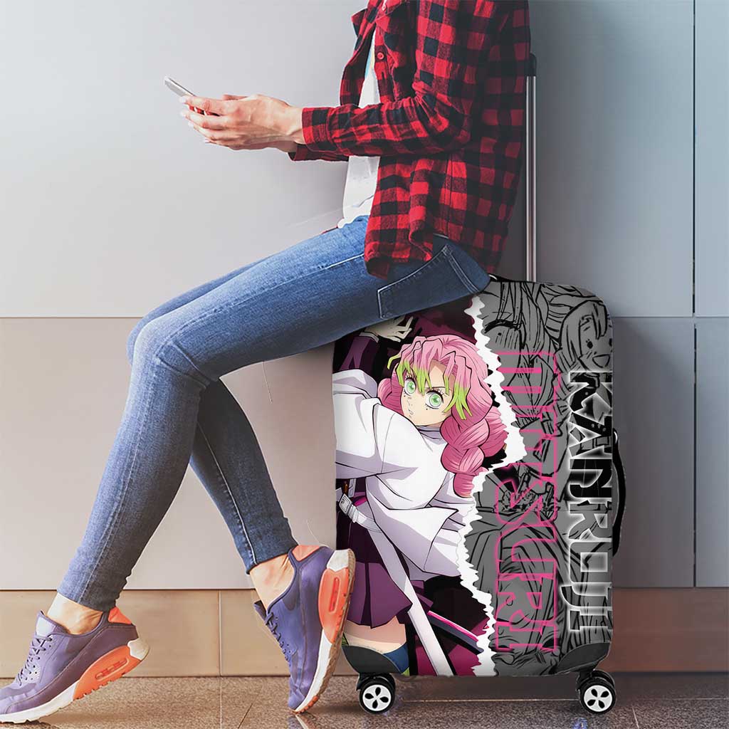 Mitsuri Kanroji Demon Slayer Pink and Black Design Luggage Cover with Manga Panels and Love Hashira Theme - The Mazicc