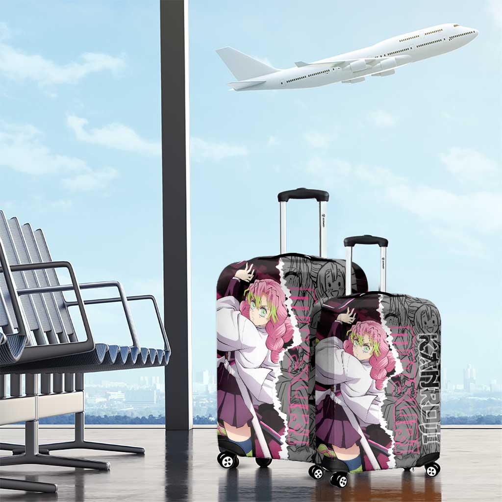 Mitsuri Kanroji Demon Slayer Pink and Black Design Luggage Cover with Manga Panels and Love Hashira Theme - The Mazicc