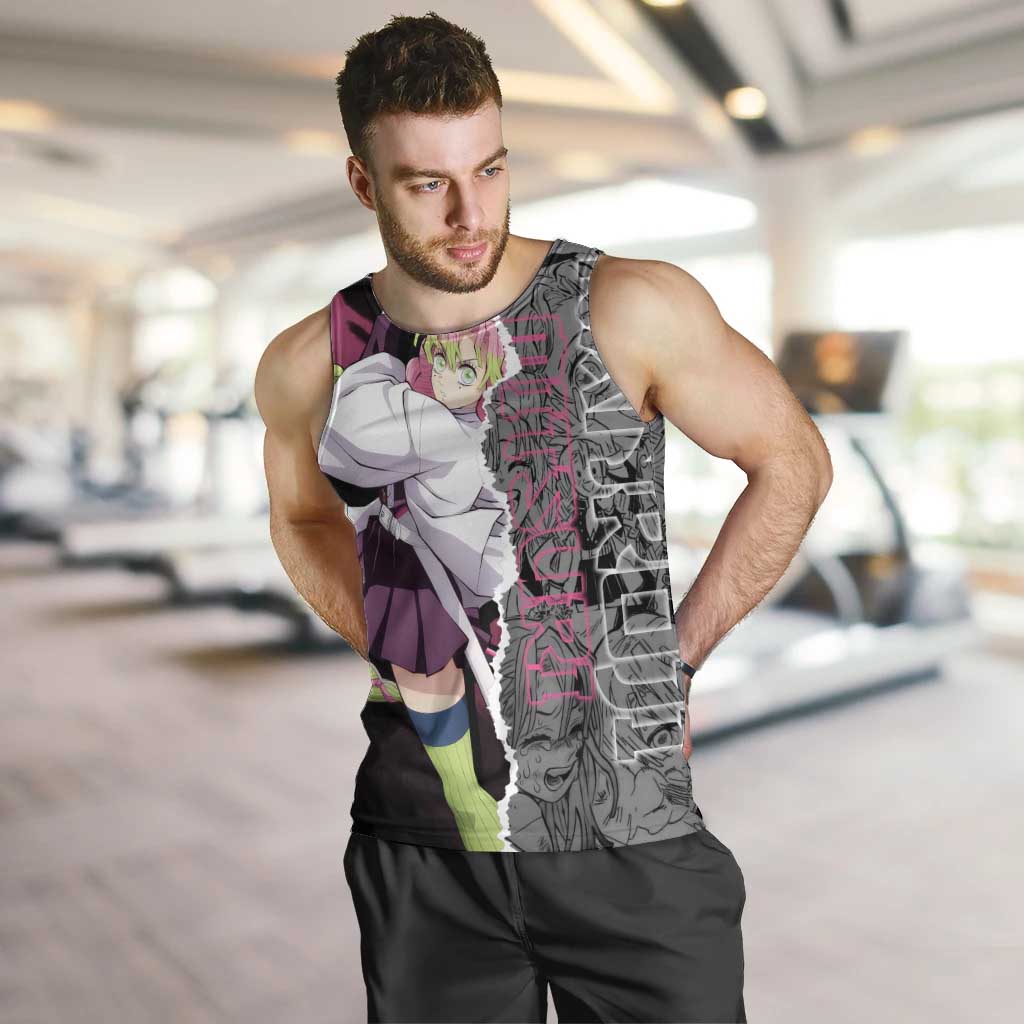 Mitsuri Kanroji Demon Slayer Pink and Black Design Men Tank Top with Manga Panels and Love Hashira Theme - The Mazicc