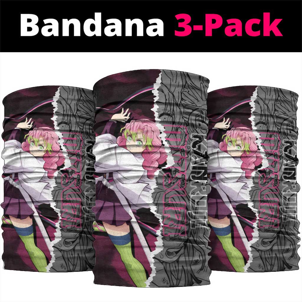 Mitsuri Kanroji Demon Slayer Pink and Black Design Neck Gaiter with Manga Panels and Love Hashira Theme - The Mazicc