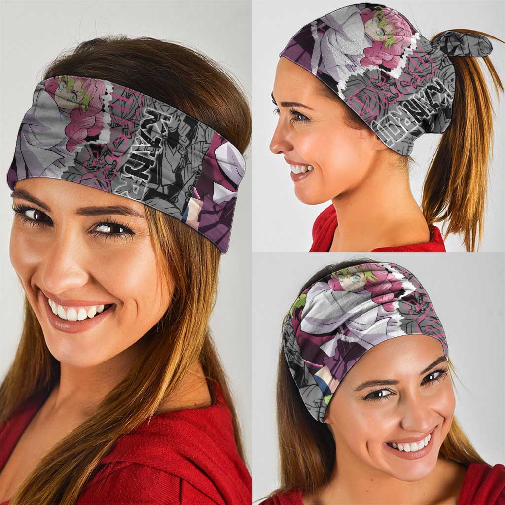 Mitsuri Kanroji Demon Slayer Pink and Black Design Neck Gaiter with Manga Panels and Love Hashira Theme - The Mazicc