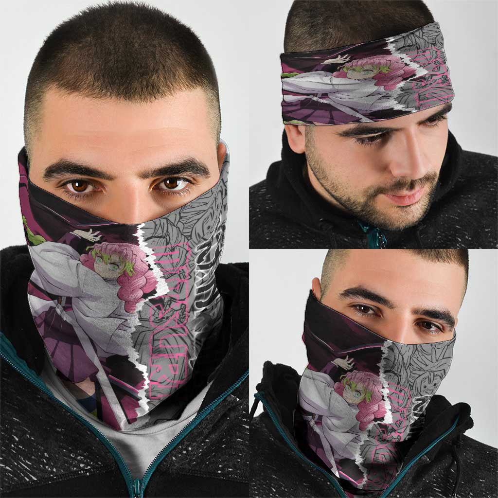 Mitsuri Kanroji Demon Slayer Pink and Black Design Neck Gaiter with Manga Panels and Love Hashira Theme - The Mazicc
