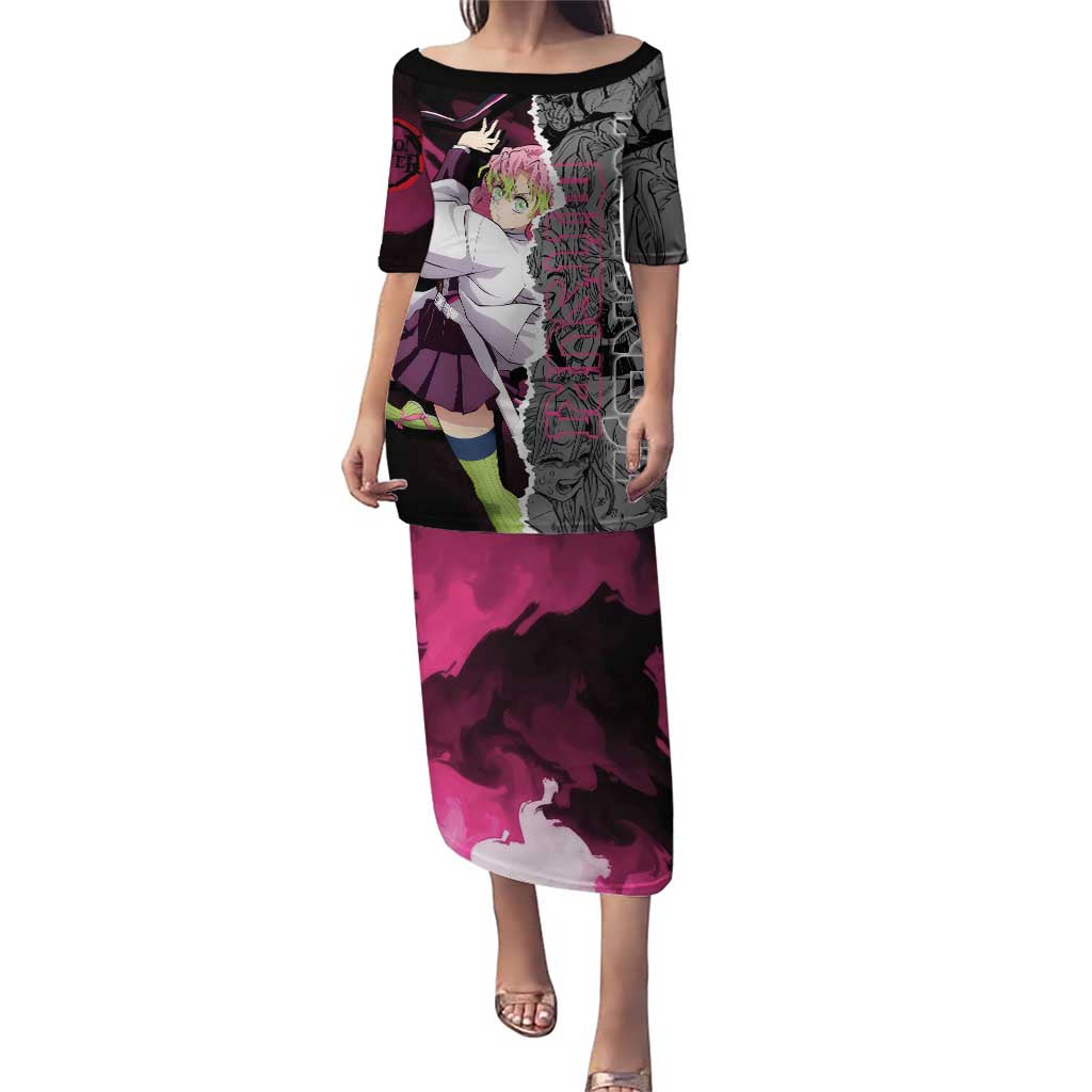 Mitsuri Kanroji Demon Slayer Pink and Black Design Puletasi with Manga Panels and Love Hashira Theme - The Mazicc