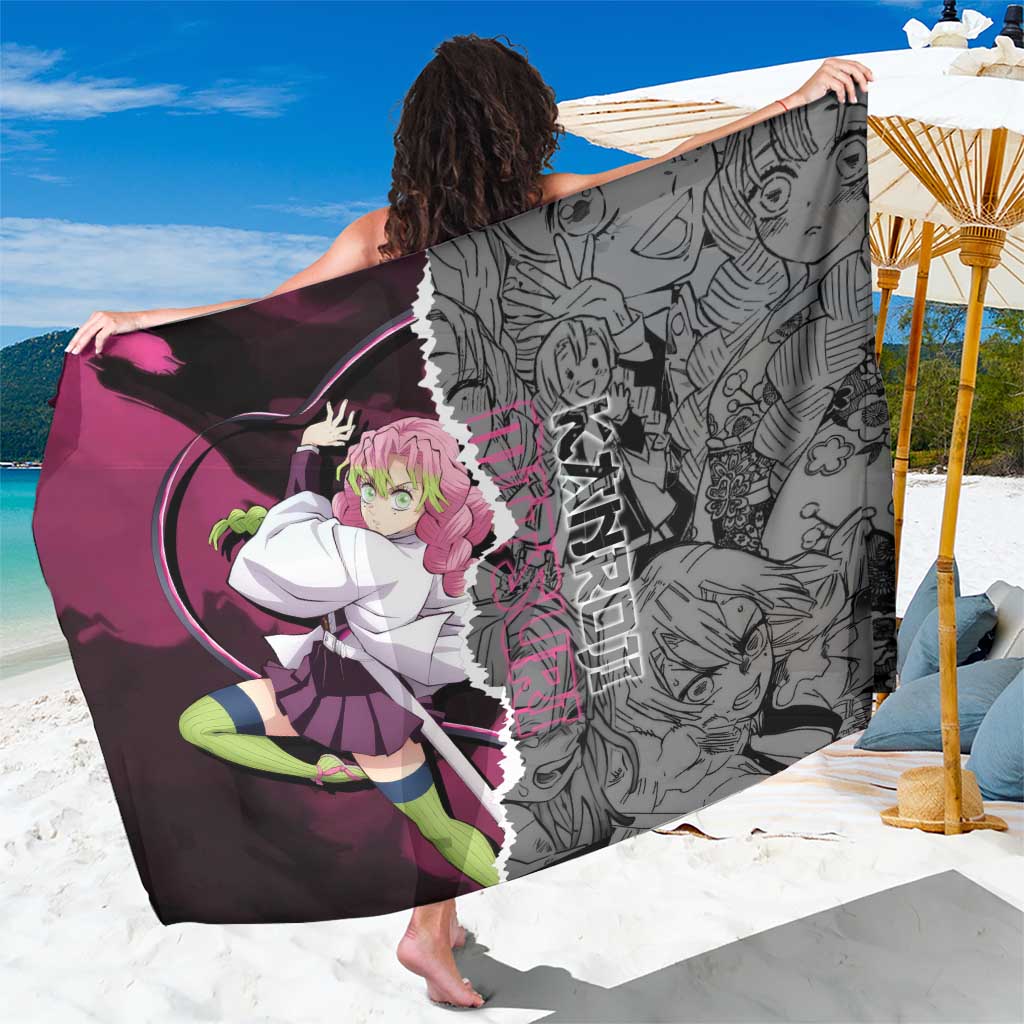 Mitsuri Kanroji Demon Slayer Pink and Black Design Sarong with Manga Panels and Love Hashira Theme - The Mazicc
