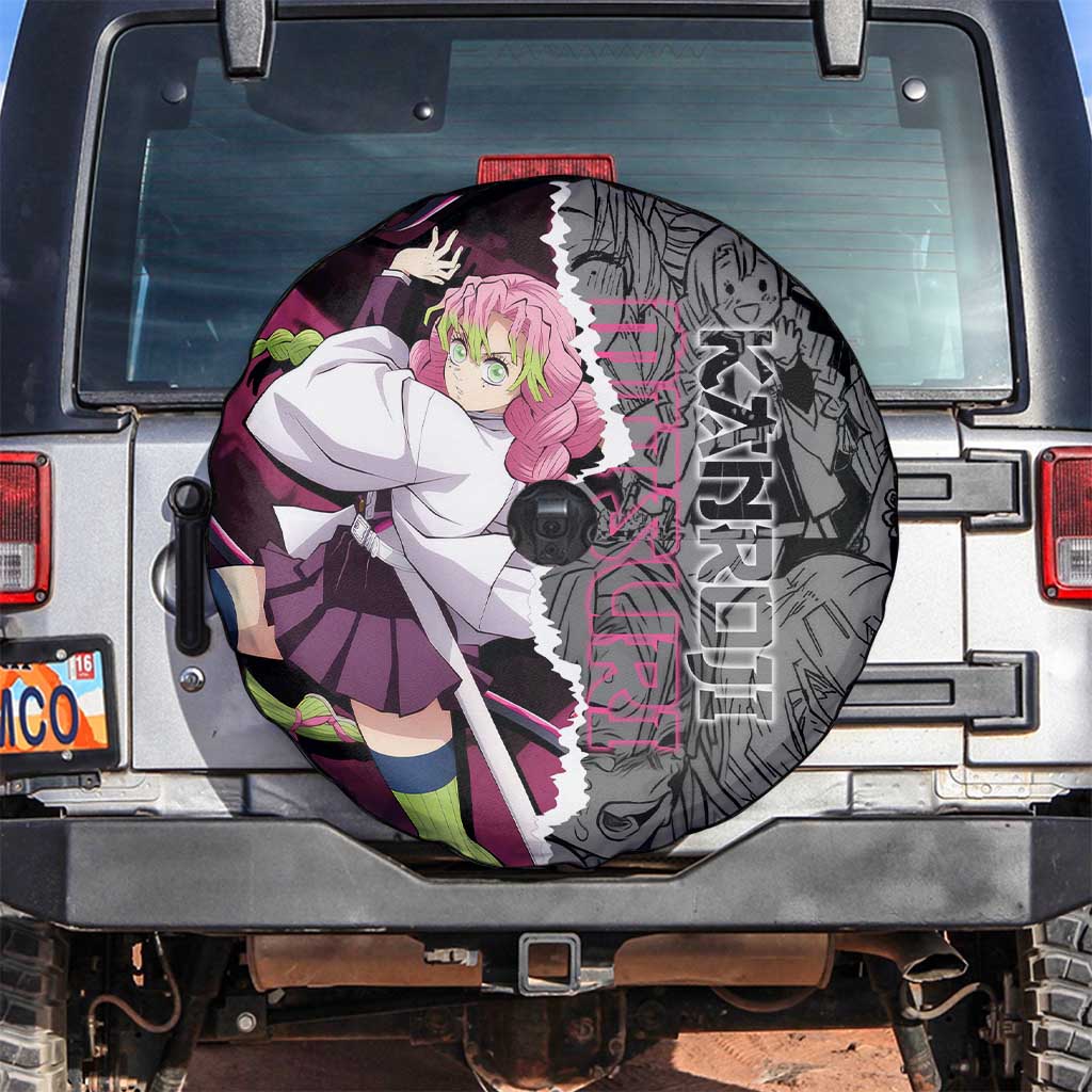 Mitsuri Kanroji Demon Slayer Pink and Black Design Spare Tire Cover with Manga Panels and Love Hashira Theme - The Mazicc