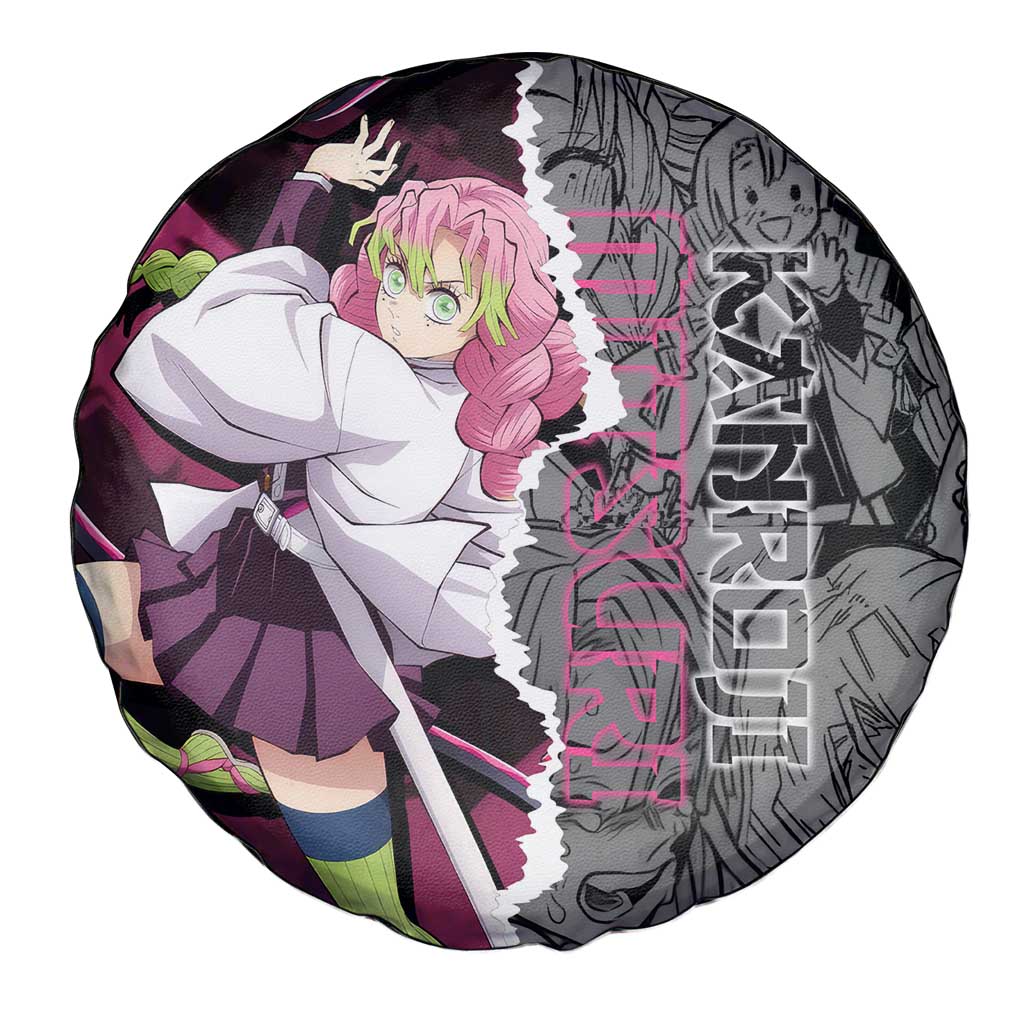 Mitsuri Kanroji Demon Slayer Pink and Black Design Spare Tire Cover with Manga Panels and Love Hashira Theme - The Mazicc