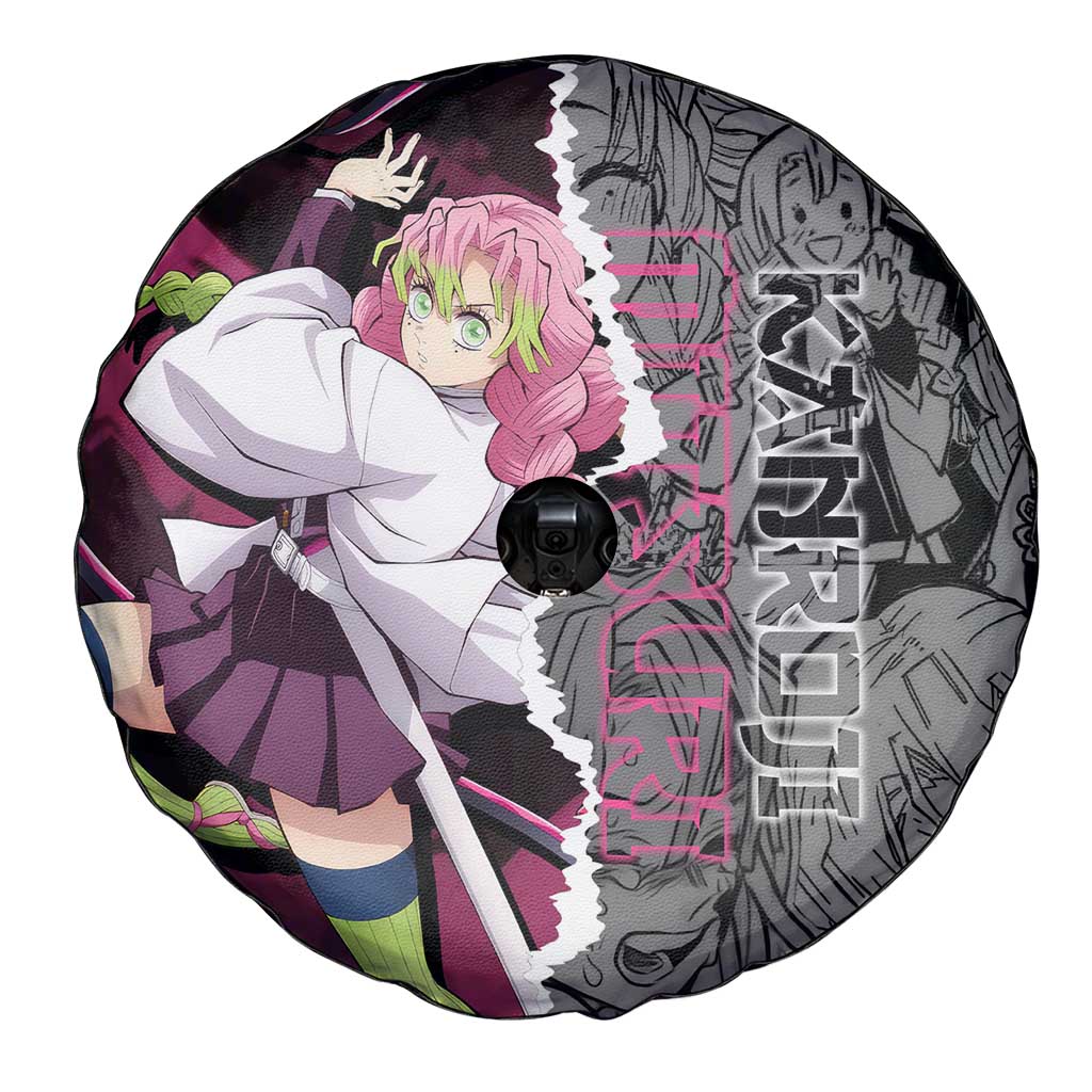 Mitsuri Kanroji Demon Slayer Pink and Black Design Spare Tire Cover with Manga Panels and Love Hashira Theme - The Mazicc