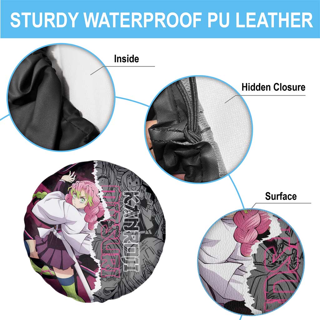 Mitsuri Kanroji Demon Slayer Pink and Black Design Spare Tire Cover with Manga Panels and Love Hashira Theme - The Mazicc