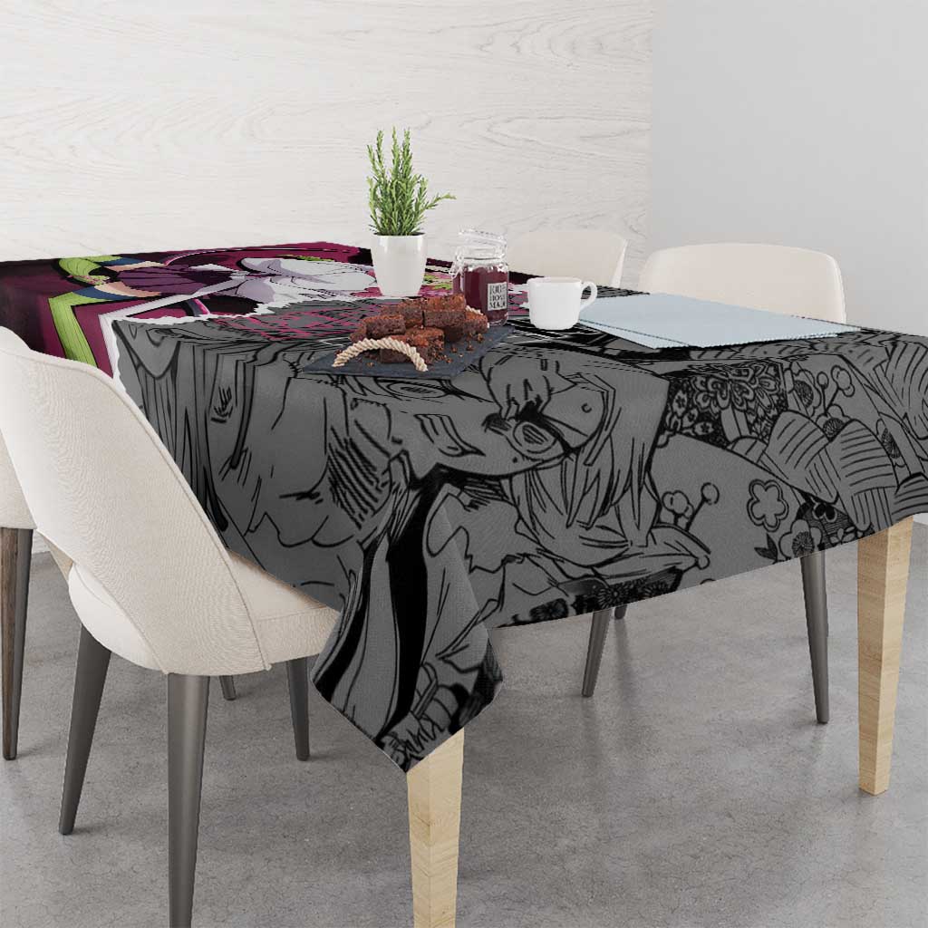 Mitsuri Kanroji Demon Slayer Pink and Black Design Tablecloth with Manga Panels and Love Hashira Theme - The Mazicc