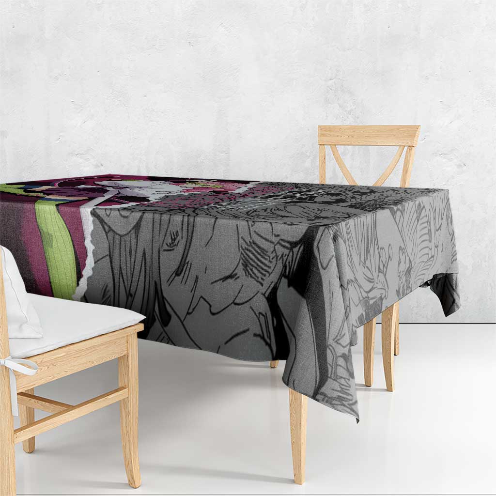 Mitsuri Kanroji Demon Slayer Pink and Black Design Tablecloth with Manga Panels and Love Hashira Theme - The Mazicc