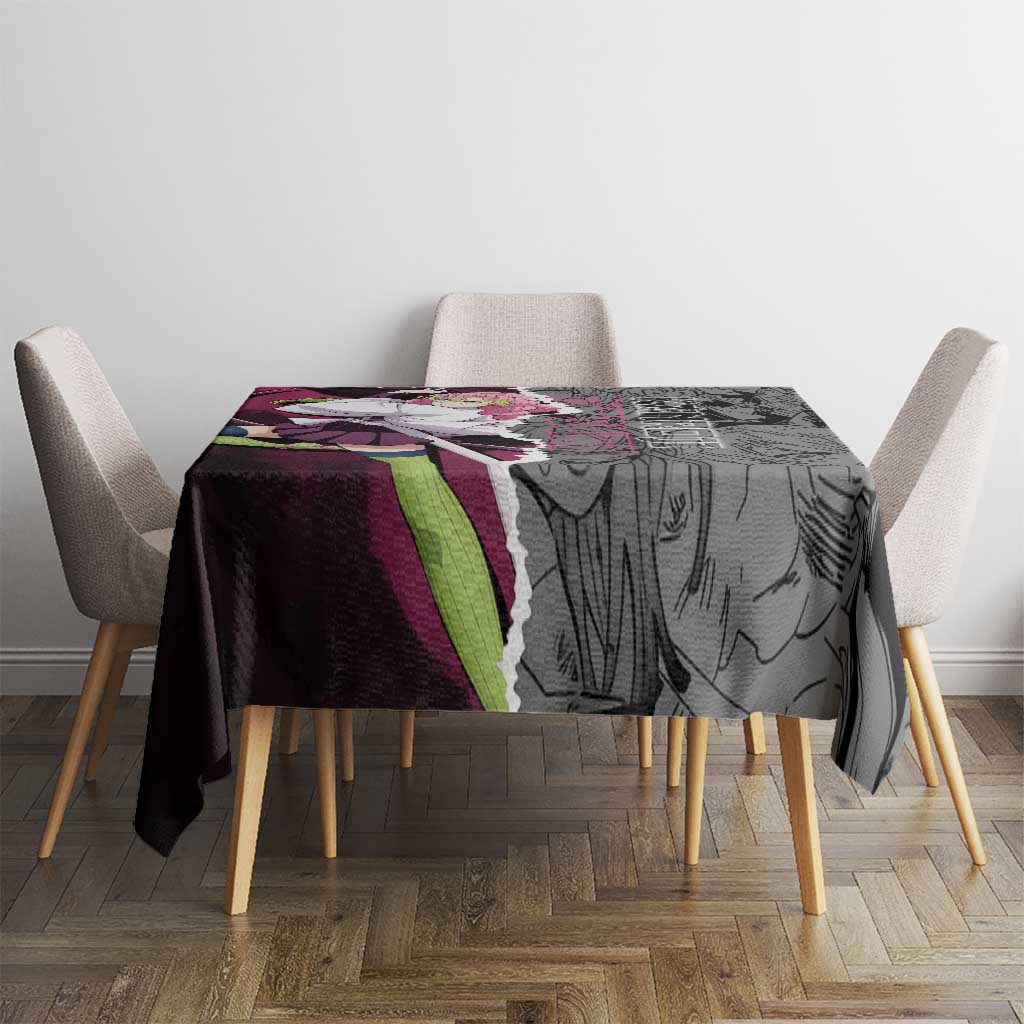 Mitsuri Kanroji Demon Slayer Pink and Black Design Tablecloth with Manga Panels and Love Hashira Theme - The Mazicc
