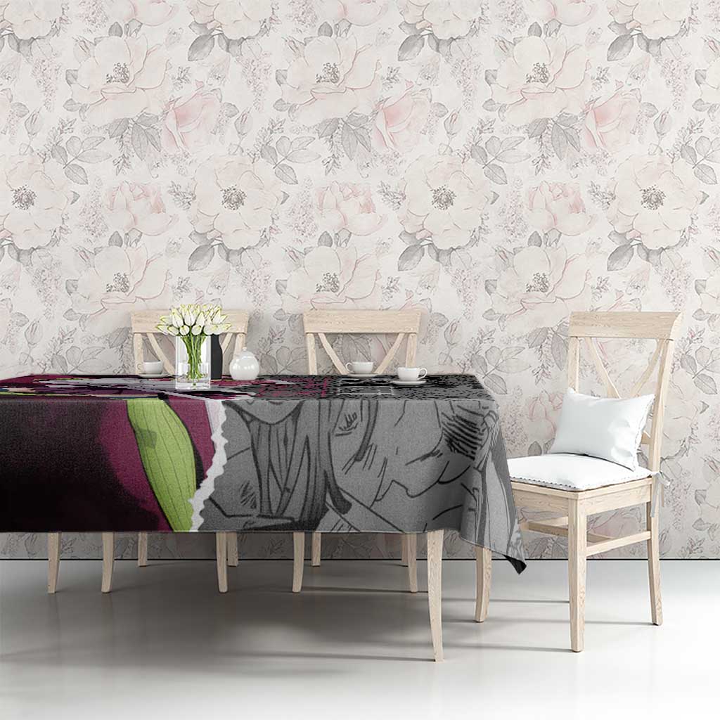 Mitsuri Kanroji Demon Slayer Pink and Black Design Tablecloth with Manga Panels and Love Hashira Theme - The Mazicc
