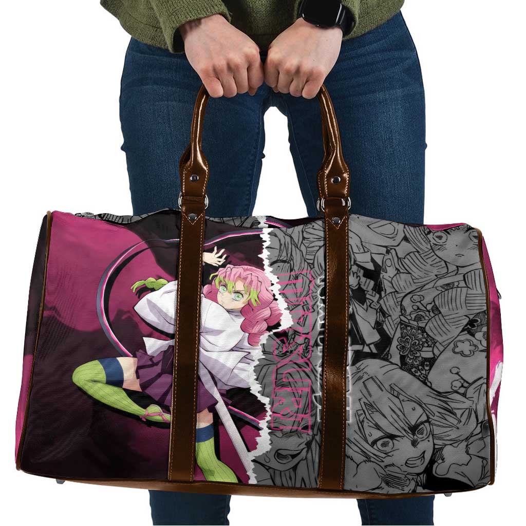 Mitsuri Kanroji Demon Slayer Pink and Black Design Travel Bag with Manga Panels and Love Hashira Theme - The Mazicc