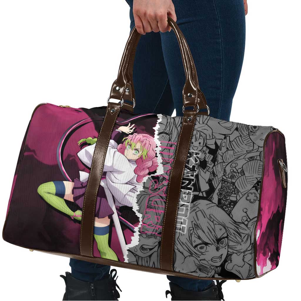 Mitsuri Kanroji Demon Slayer Pink and Black Design Travel Bag with Manga Panels and Love Hashira Theme - The Mazicc