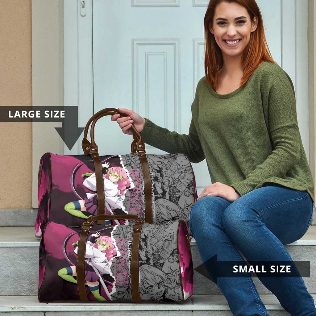 Mitsuri Kanroji Demon Slayer Pink and Black Design Travel Bag with Manga Panels and Love Hashira Theme - The Mazicc