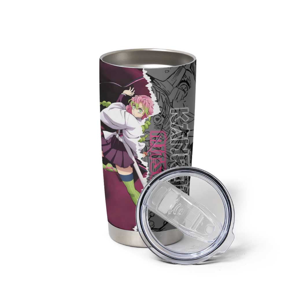 Mitsuri Kanroji Demon Slayer Pink and Black Design Tumbler Cup with Manga Panels and Love Hashira Theme - The Mazicc