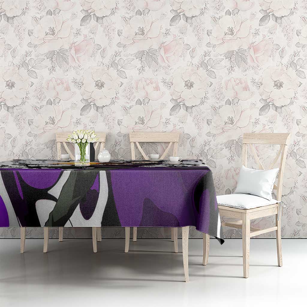 Genya Shinazugawa Demon Slayer Manga Panel Black and White Theme Tablecloth with Purple Accents and Gun Action Pose - The Mazicc
