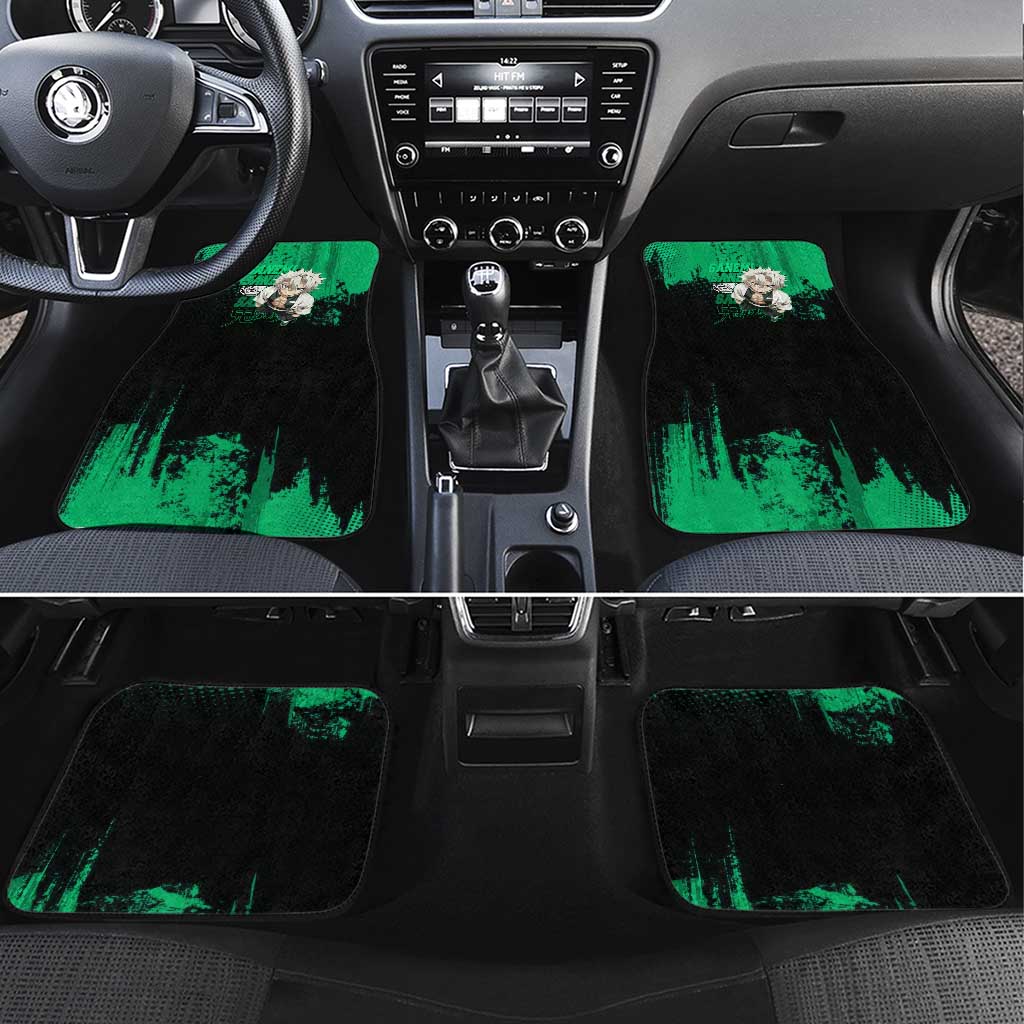 Sanemi Shinazugawa Demon Slayer Green and Black Grunge Car Mats Design with Intense Eyes and Wind Hashira Theme - The Mazicc