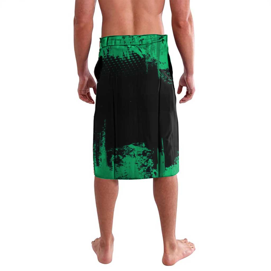 Sanemi Shinazugawa Demon Slayer Green and Black Grunge Lavalava Design with Intense Eyes and Wind Hashira Theme - The Mazicc