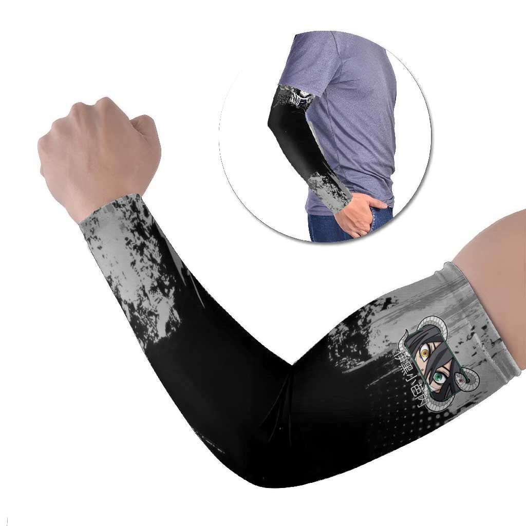 Obanai Iguro Demon Slayer Monochrome Arm Sleeves Design with Snake and Grunge Texture - The Mazicc