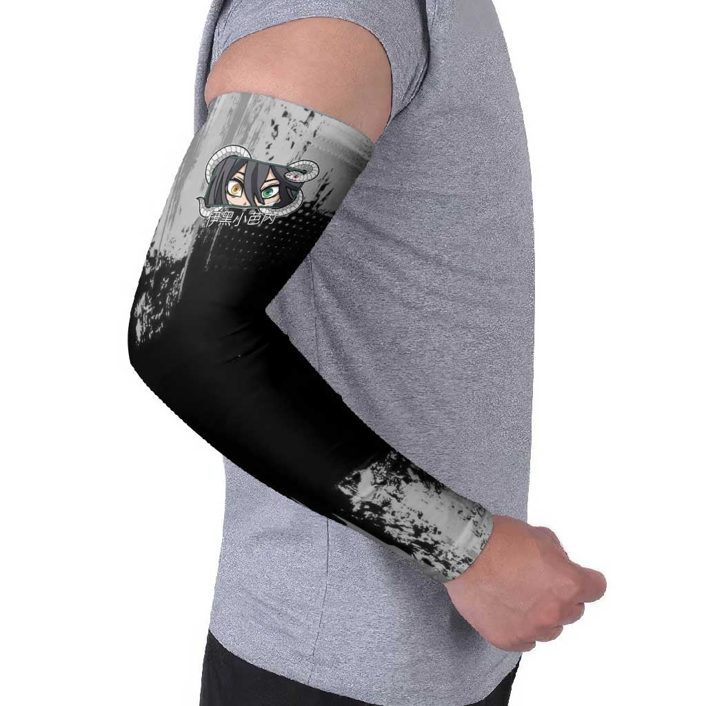 Obanai Iguro Demon Slayer Monochrome Arm Sleeves Design with Snake and Grunge Texture - The Mazicc
