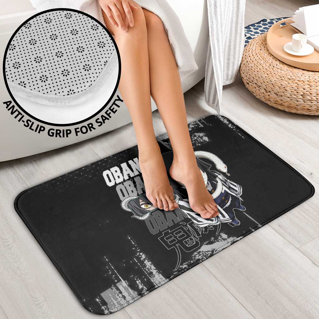 Obanai Iguro Demon Slayer Monochrome Bathroom Set Design with Snake and Grunge Texture - The Mazicc