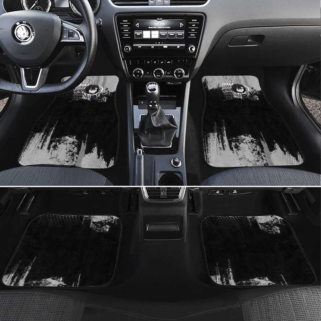Obanai Iguro Demon Slayer Monochrome Car Mats Design with Snake and Grunge Texture - The Mazicc