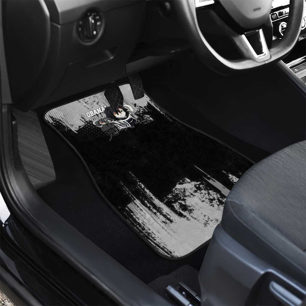 Obanai Iguro Demon Slayer Monochrome Car Mats Design with Snake and Grunge Texture - The Mazicc