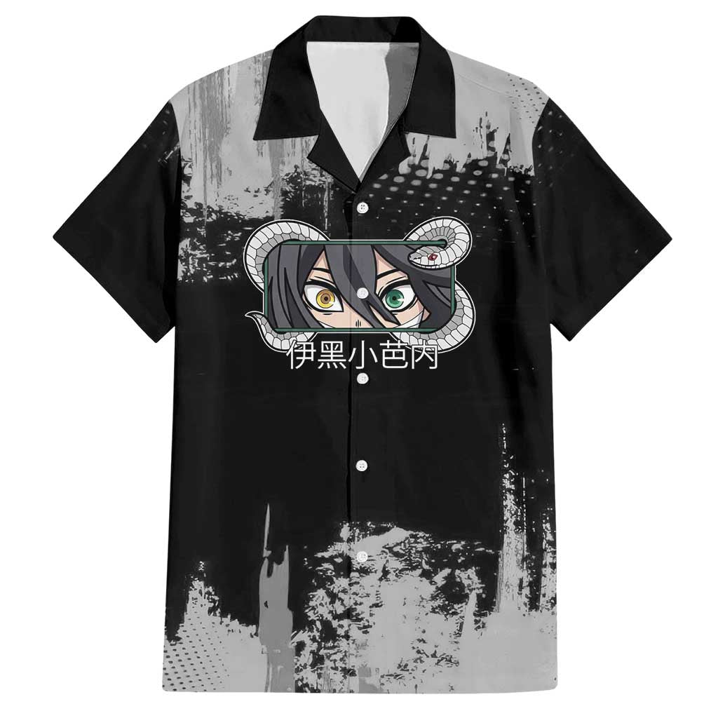Obanai Iguro Demon Slayer Monochrome Hawaiian Shirt Design with Snake and Grunge Texture - The Mazicc