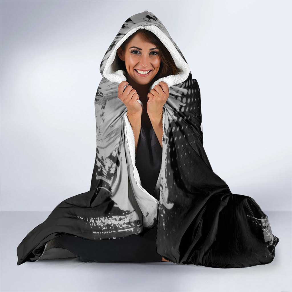 Obanai Iguro Demon Slayer Monochrome Hooded Blanket Design with Snake and Grunge Texture - The Mazicc