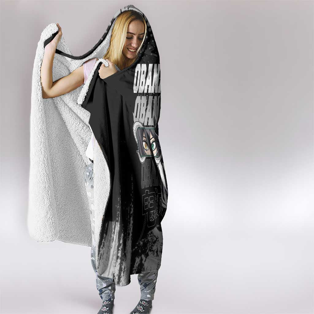 Obanai Iguro Demon Slayer Monochrome Hooded Blanket Design with Snake and Grunge Texture - The Mazicc