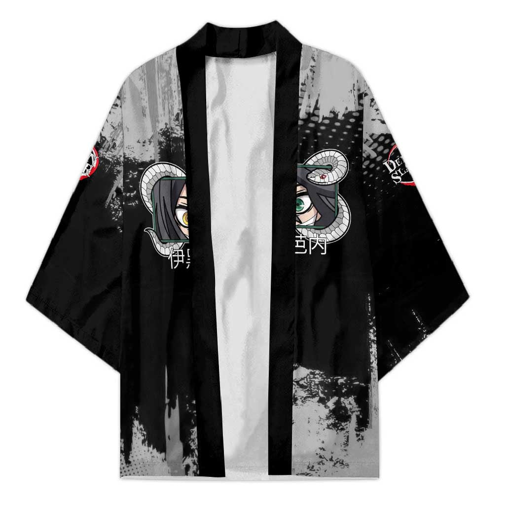 Obanai Iguro Demon Slayer Monochrome Kimono Design with Snake and Grunge Texture - The Mazicc