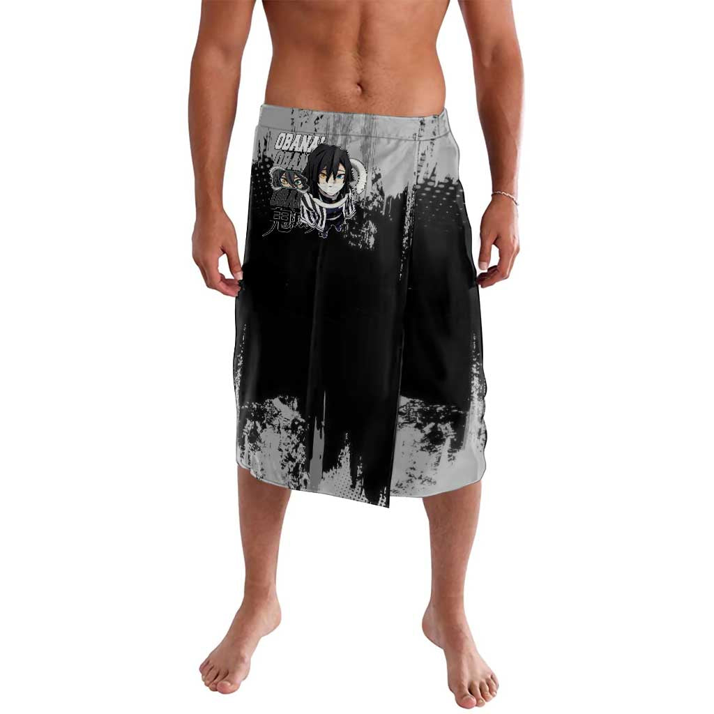 Obanai Iguro Demon Slayer Monochrome Lavalava Design with Snake and Grunge Texture - The Mazicc