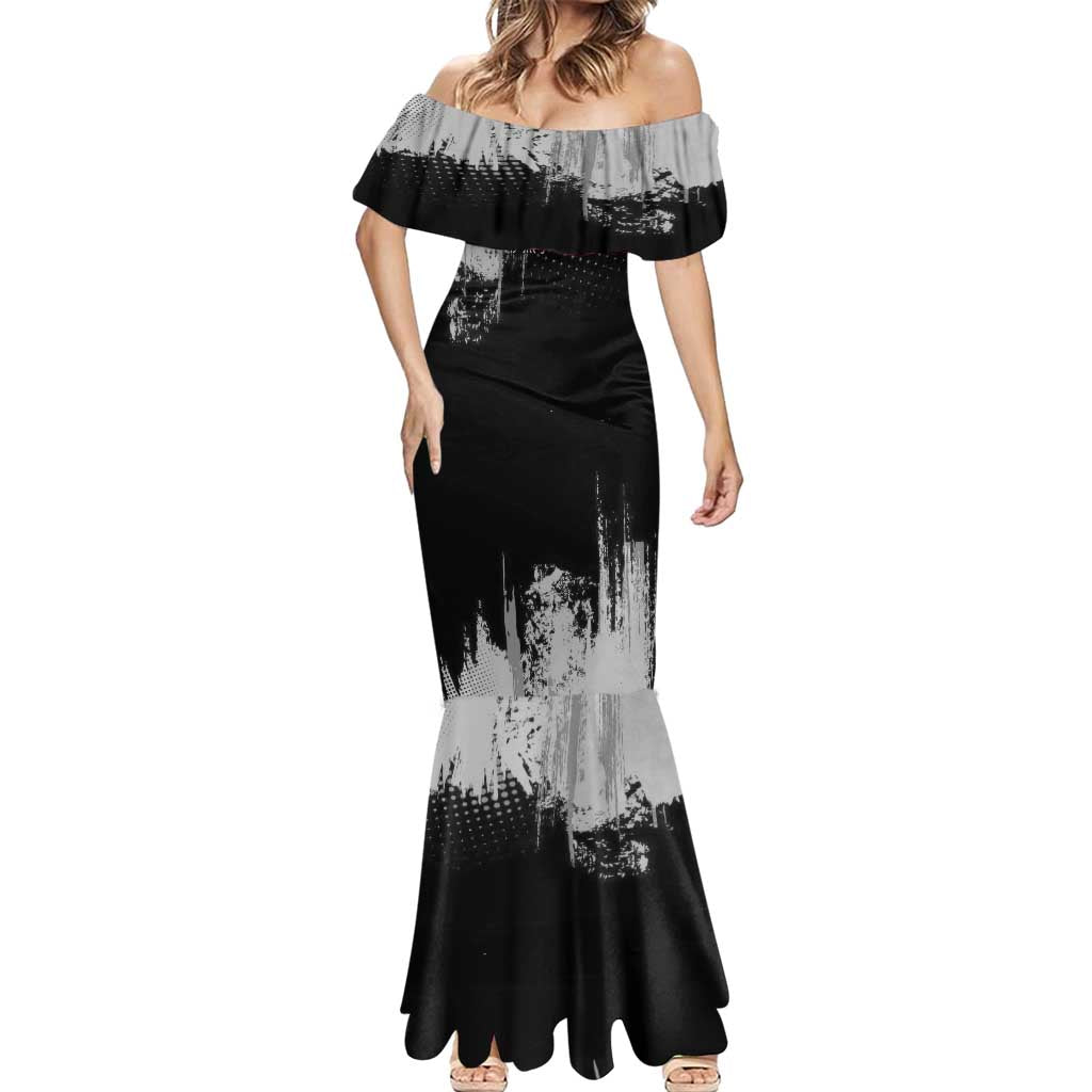 Obanai Iguro Demon Slayer Monochrome Mermaid Dress Design with Snake and Grunge Texture - The Mazicc