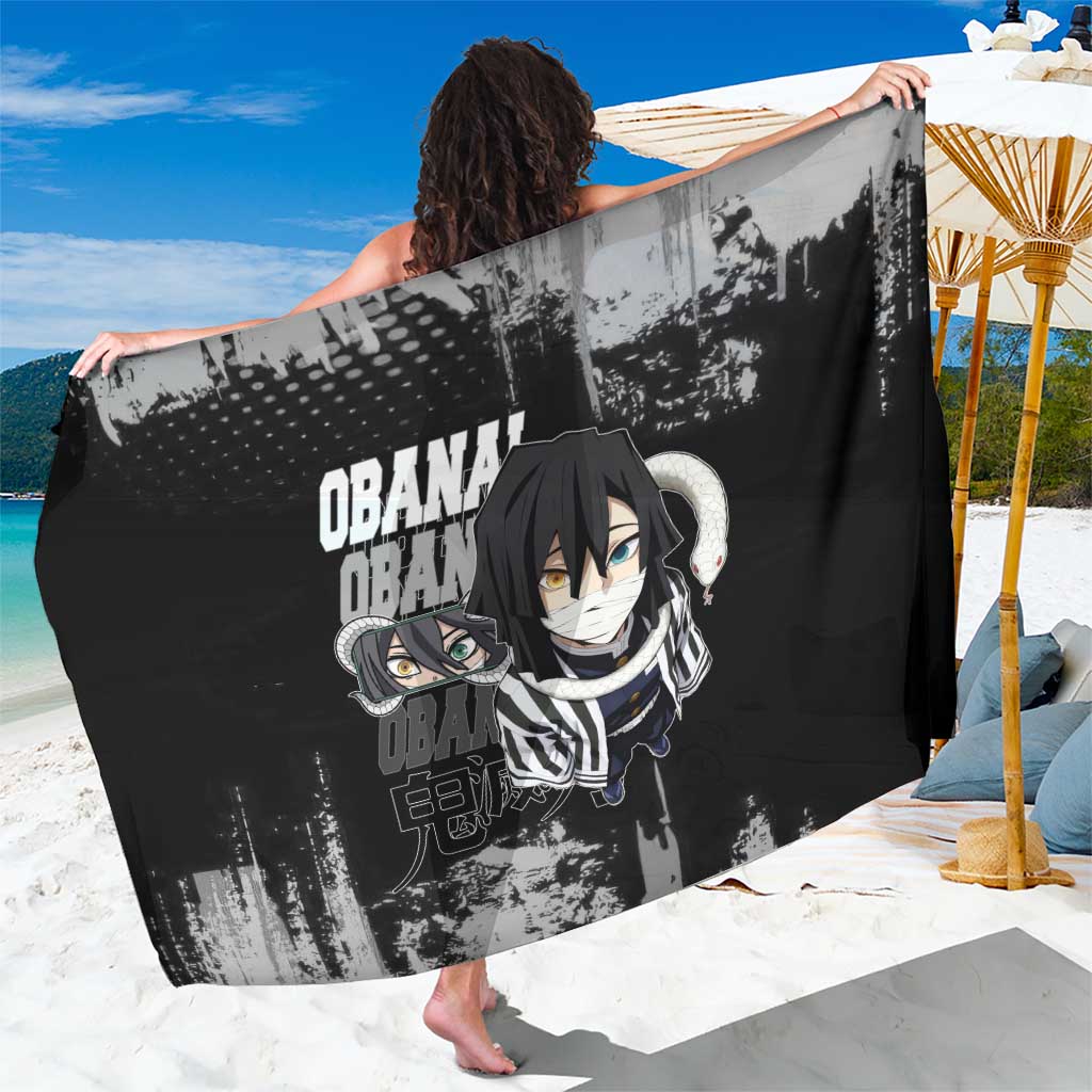 Obanai Iguro Demon Slayer Monochrome Sarong Design with Snake and Grunge Texture - The Mazicc