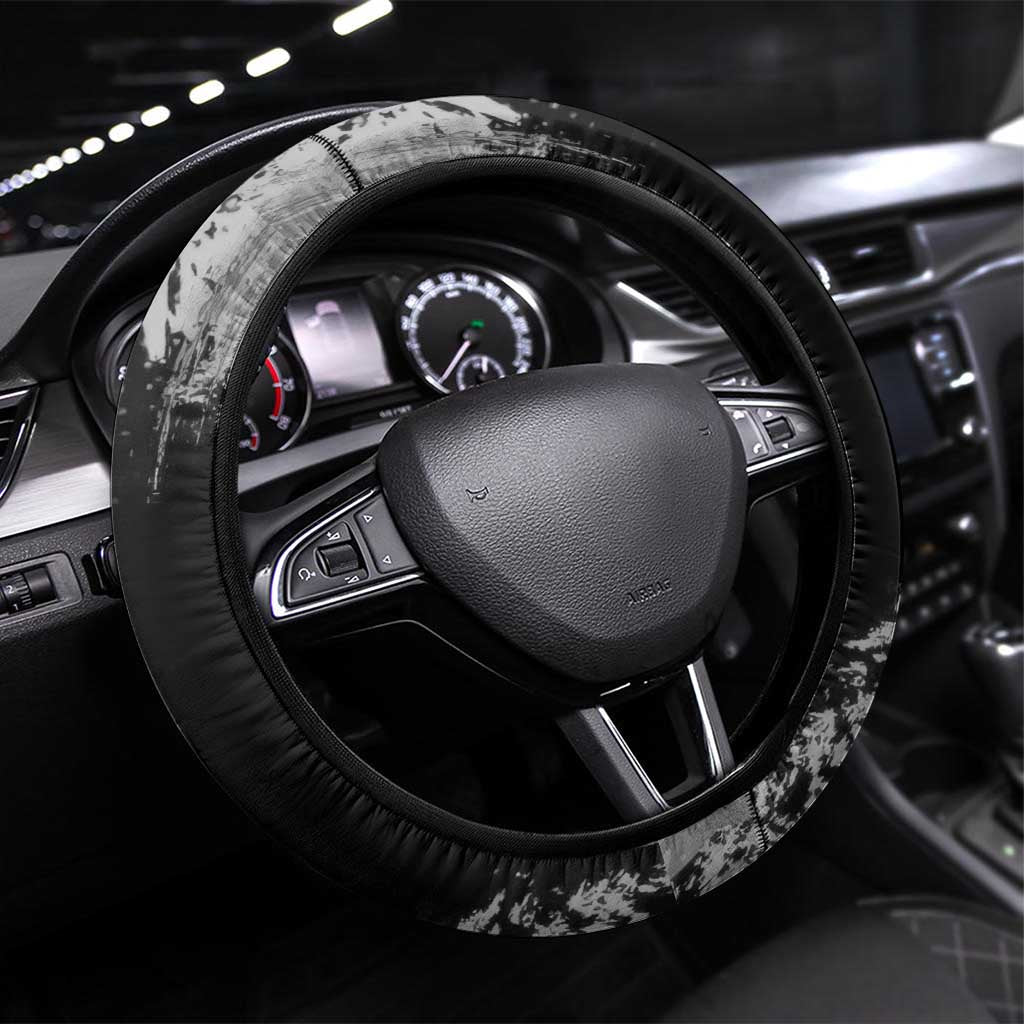 Obanai Iguro Demon Slayer Monochrome Steering Wheel Cover Design with Snake and Grunge Texture - The Mazicc
