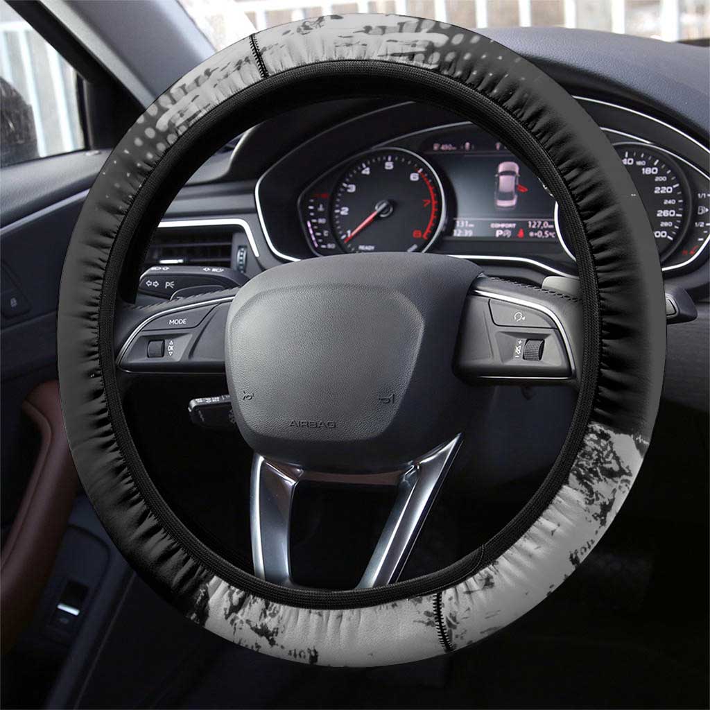 Obanai Iguro Demon Slayer Monochrome Steering Wheel Cover Design with Snake and Grunge Texture - The Mazicc
