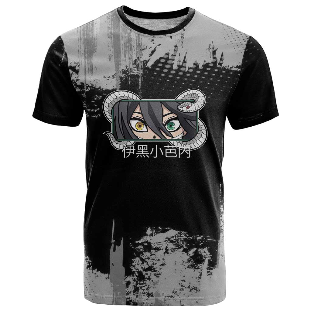 Obanai Iguro Demon Slayer Monochrome T Shirt Design with Snake and Grunge Texture - The Mazicc