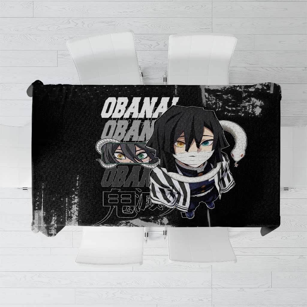 Obanai Iguro Demon Slayer Monochrome Tablecloth Design with Snake and Grunge Texture - The Mazicc